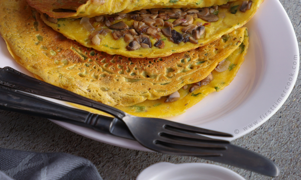 Besan Chilla with mushroom stuffing 1