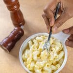 Microwave mac & cheese in mug.