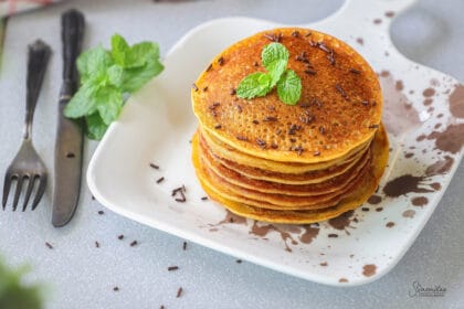 Easy High Protein Mango Paneer Pancakes made with ripe mangoes and fresh paneer