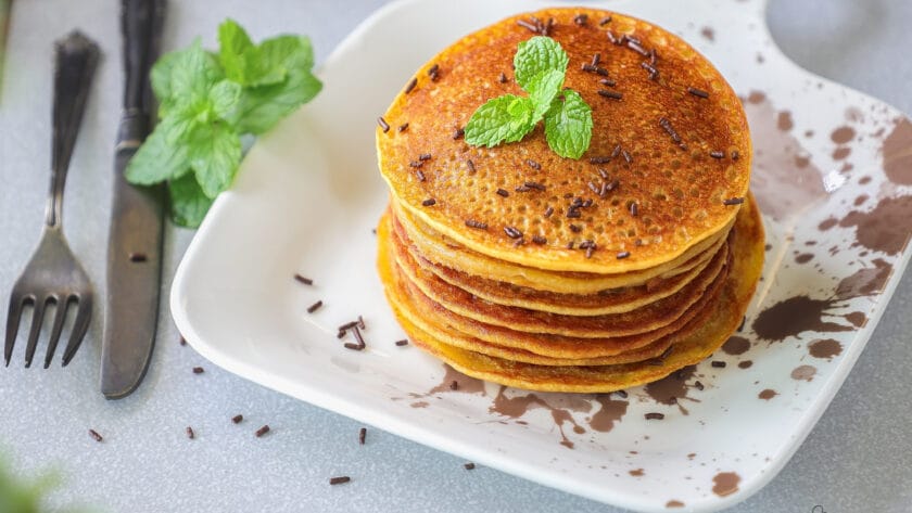 Easy High Protein Mango Paneer Pancakes made with ripe mangoes and fresh paneer