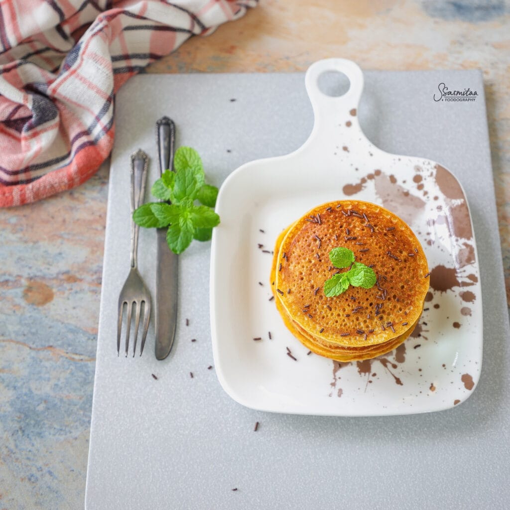 Healthy High Protein Mango Paneer Pancakes served for breakfast