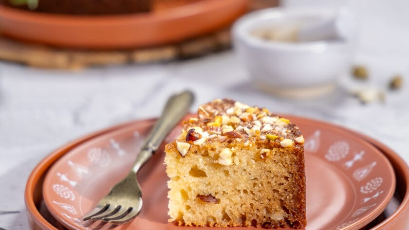 Eggless Panchamrut cake with nuts for Janmashtami