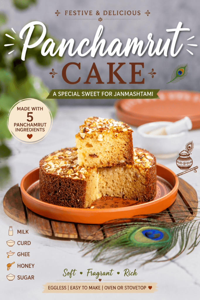 Panchamrut Cake Recipe for Janmashtami with nuts